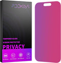 Compatible for iPhone 15 Pro Privacy Screen Protector Tempered Glass 6.1 Inch, Pink Gradient Anti Spy Anti Blue Light HD Easy Installation