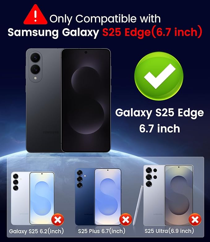 Magnetic for Samsung Galaxy S25 Edge Case [Compatible with MagSafe][Built-in Camera Lens Protector] Slim Soft Silicone Bumper Shockproof Metallic Luster Phone Case (Black)
