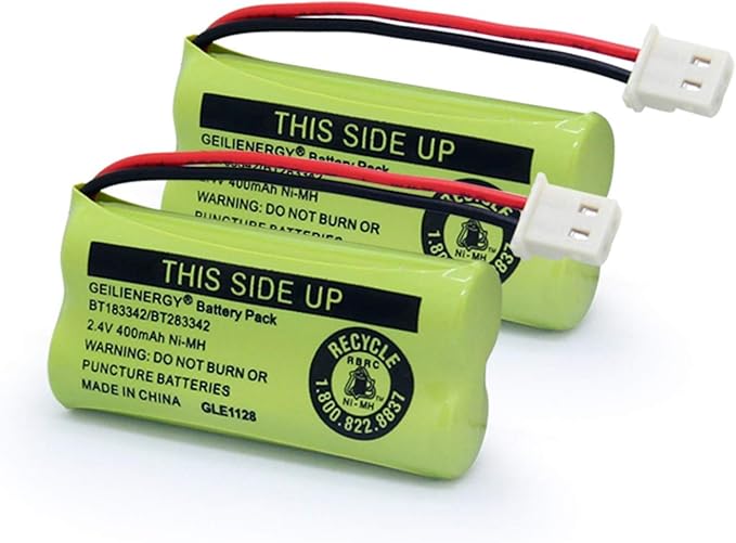 GEILIENERGY BT162342/BT262342 Battery Compatible for BT183342/BT283342 BT166342/BT266342 VTech CS6114 CS6419 CS6719 at&T EL52300 CL80111 Cordless Phone (Pack of 2)