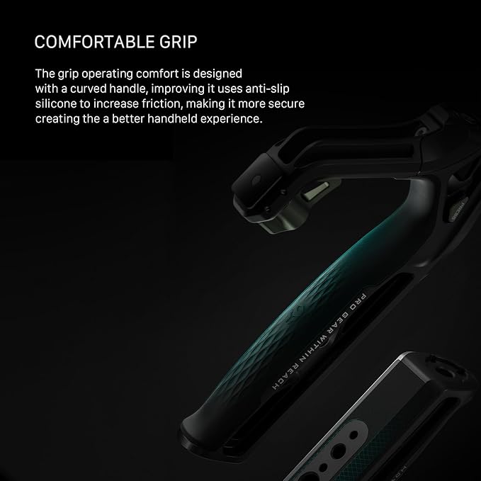 Tilta Xeno Top Handle for Filmmakers & Cameras - Titanium Gray | Aluminum Alloy and Silicone Build | 1/4″-20 and 3/8″-16 Threads w/Locating Points | Safety Release Pin | Comfortable Handling (NATO)