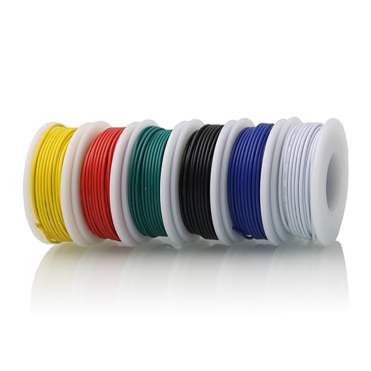 Hook up Wire Kit (Stranded Wire Kit) 26 Gauge 6 Colors 32.8 feet Each Electrical Wire 26 AWG PVC Wire