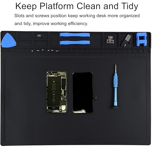 Premium Heat Resistant 932°F Anti Static Mat, HPFIX ESD Mat with Grounding Wire, Grounding Plug, and ESD Wristband, Silicone Soldering Repair Mat for Computer, PC Building, Eelectronics