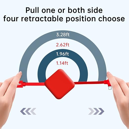 3 Pack Three in One Charging Cable Cord. 3 in 1 Charging Cable Retractable. Compatible USB C(Type-C)/Micro USB/IP, Compatible with Phone, Android, Tablet (Blue+Red+Green)