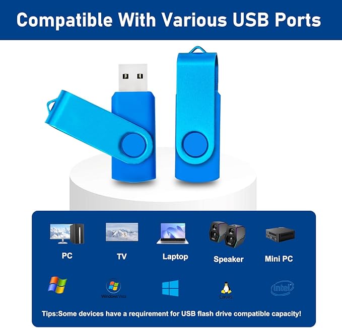 USB Drive 1GB USB 2.0 Flash Drive 10 Pack Nicepicten Pendrive Swivel Thumb Zip Jump Flash Drives USB Memory Stick Thumbdrive Flashdrive Ideal for Home Office Shared Data Storage Blue 1GB