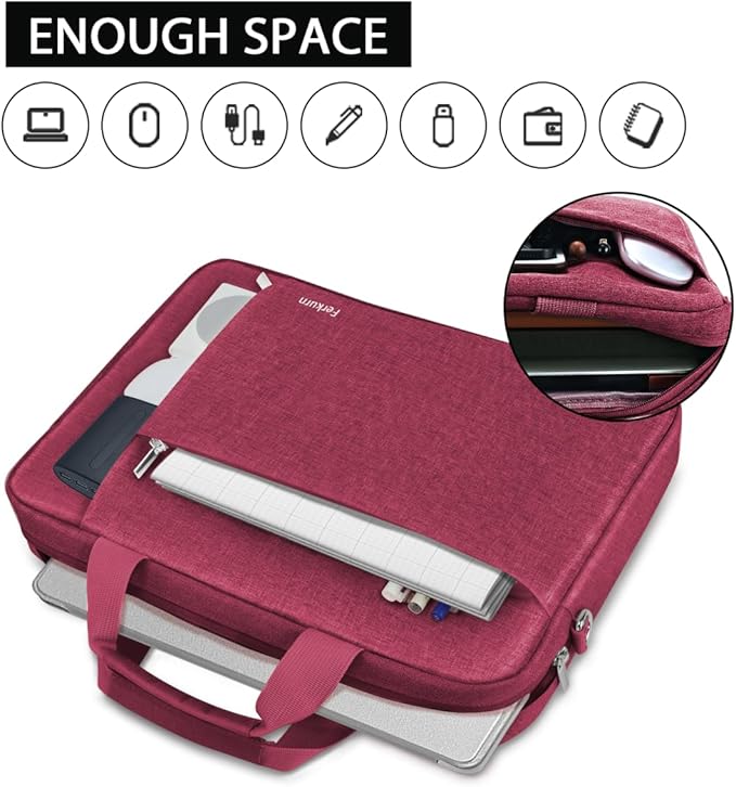 Ferkurn Laptop Bag Case for Women Men Computer Bag Compatible with HP Envy Pavilion Omen/LG Gram/MSI/Dell Inspiron XPS/Lenovo/Acer, Shoulder Strap Carrying Messenger Briefcase, Red, 17 17.3 Inch
