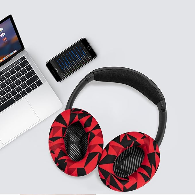 SOULWIT Silicone Ear Pads Cover Protector for Bose QuietComfort QC15 QC25 QC2 QC35 QC45/Ae2 Ae2i Ae2w/SoundTrue & SoundLink AE Headphones Cushions, Sweatproof, Easily Washable - Red Storm