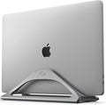 HumanCentric Vertical Laptop Stand for Desks in Space Grey, Upright Adjustable Holder to Dock Apple MacBook, MacBook Pro, and Other Laptops to Organize Work & Home Office, Automatic Grip