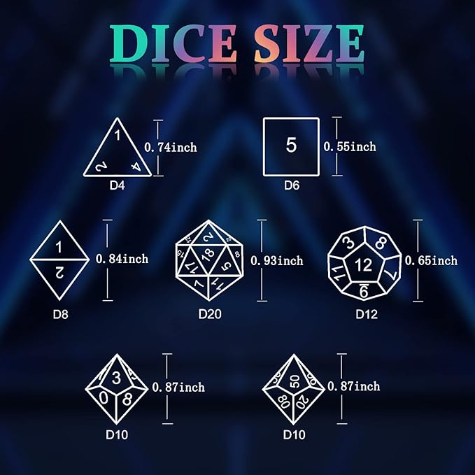 Metal Dice Set, HNCCESG Polyhedral D&D Dice for Dungeons and Dragons RPG DND Dice for Role Playing MTG Tabletop Gaming Shadowrun Pathfinder 7PCS D20 D12 D10 D8 D6 D4（Antique Bronze）
