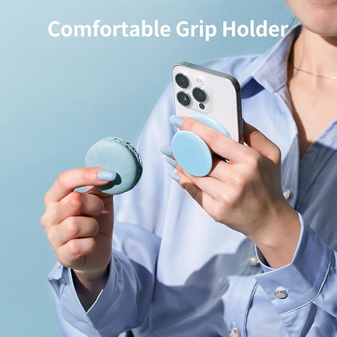 Sinjimoru for MagSafe Phone Grip, Soft Silicone Magnetic Finger Grip for iPhone 16/15/14/13/12, Comfortable One-Touch Holding, M-Tap Tok Lavender