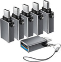 USB C to USB Adapter 6 Pack,Type C to USB Adapter,USBC Male to USBA Female OTG Converter,USBC Adapters for iPhone 16 15,MacBook Pro/Air,iPad Pro,Charger(Grey)
