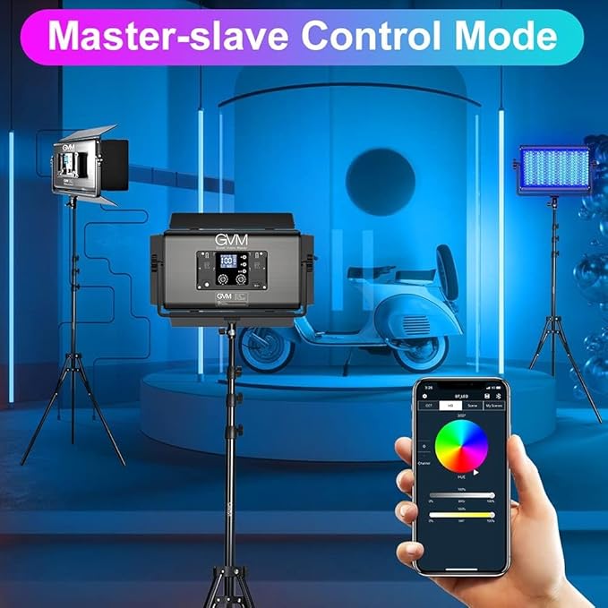 GVM 1500D RGB Video Light, 75W Photography Light with Bluetooth Control, Led Panel Light for Photography, YouTube Studio, Video Shooting, Broadcasting, Conference, 1128 Led Beads