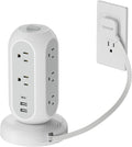Surge Protector Power Strip Tower, TESSAN 5 FT Retractable Extension Cord with Multiple Outlets, 11 Outlets with 3 USB (1 USB C) Charging Station, 1050J, Office Desk Supplies, Dorm Essentials