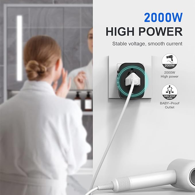 Universal International Power Travel Plug Adapter, 5 in 1 European Travel Plug Adapter W/ 3.5A 2xUSB-A and 2xUSB C Wall Charger and Worldwide AC Outlet for Europe USA UK AUS Asia