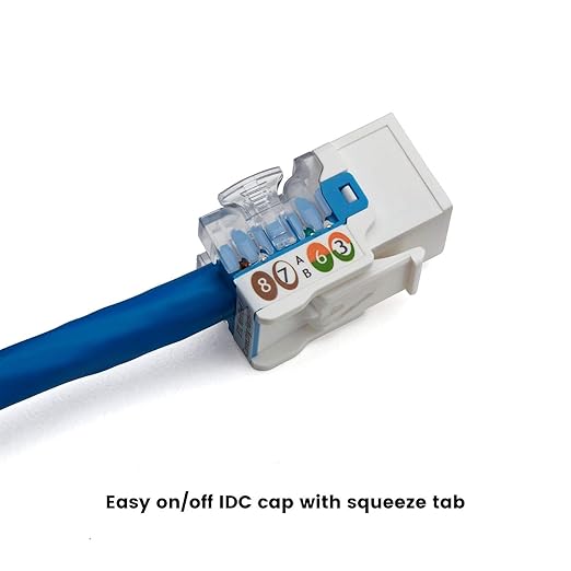 trueCABLE Cat6A Keystone Jack, Unshielded (UTP), 90 Degree Punch-Down, PoE++ (4PPoE), UL Listed, ETL Verified, ANSI/TIA Certified, Modular RJ45 Female, White, 12 Pack