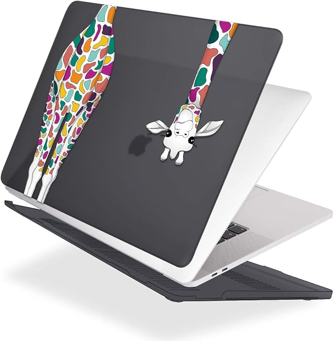 Mektron for MacBook Air 13 Case A1466/A1369 (2010-2017 Release), Snap-on Plastic Hard Shell Cover for MacBook Air 13.3 inch with Keyboard Cover,Colorful Giraffe Black