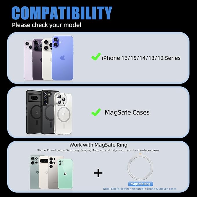 Phone Tripod Stand, Aluminum Alloy Mini Tripod Compatible with Magsafe iPhone 16/15/14/13/12 Series, Foldable Strong Magnetic Phone Stand, Mult-Angle Adjustment Selfie Stick(Grey)