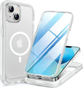 Miracase Magnetic Case for iPhone 13 Mini 5.4 Inch,with MagSafe,Built in Screen Protector,Full Body Protection(Matte Clear)