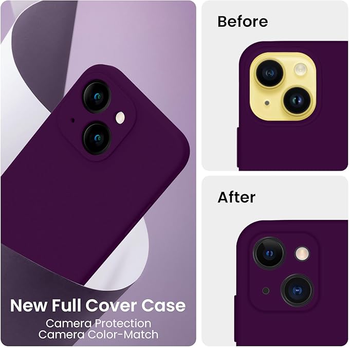 FireNova Designed for iPhone 14 Case, Silicone Upgraded [Camera Protection] Phone Case with [2 Screen Protectors], Soft Anti-Scratch Microfiber Lining Inside, 6.1 inch, Wine Red