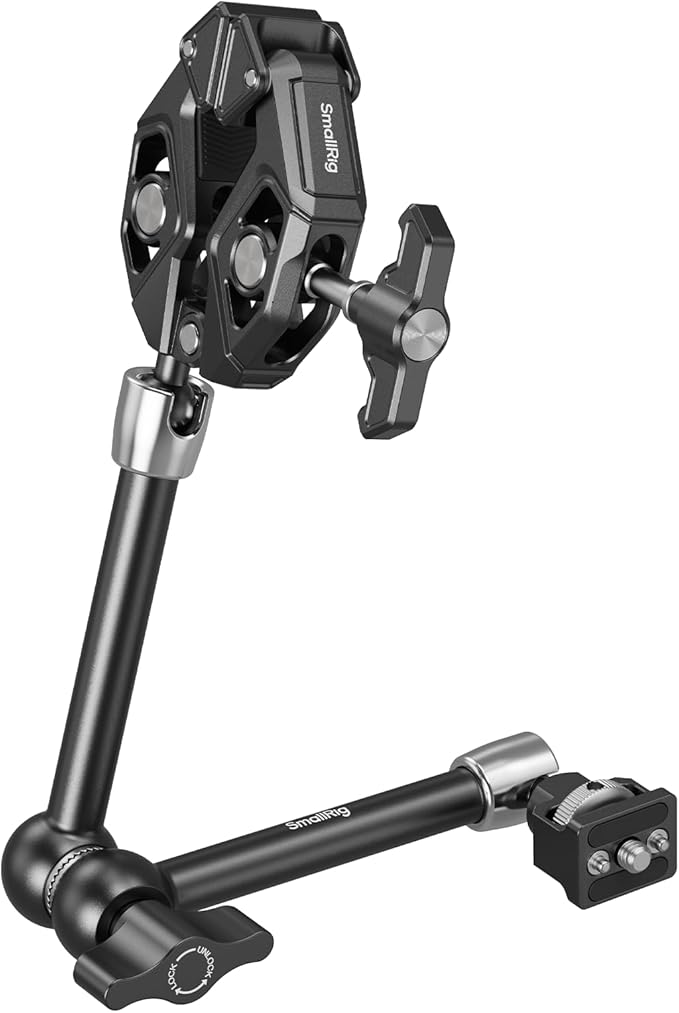SMALLRIG Magic Arm Crab Claw Clamp, with Anti-Deflection Retractable Pin, 1.5kg Load Capacity for GoPro/for Insta360 / for DJI Action/for DSLR/for Light/for Monitor/for Phone- 5312