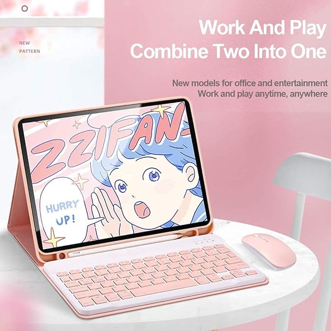 AnMengXinLing Keyboard Case for iPad Pro11 2022/2021 with Mouse Detachable Wireless Keyboard Pencil Holder Slim Smart Cover for iPad Pro 11 inch 4rd Gen/3rd Gen,Pink