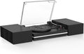 Vinyl Record Player with Dual Separate Stereo Speakers Vintage Turntable with BT Wireless Input Playback Belt Drive 3 Speed 3 Size Playback Record Player Support AUX Headphone Input RCA Out Auto Stop