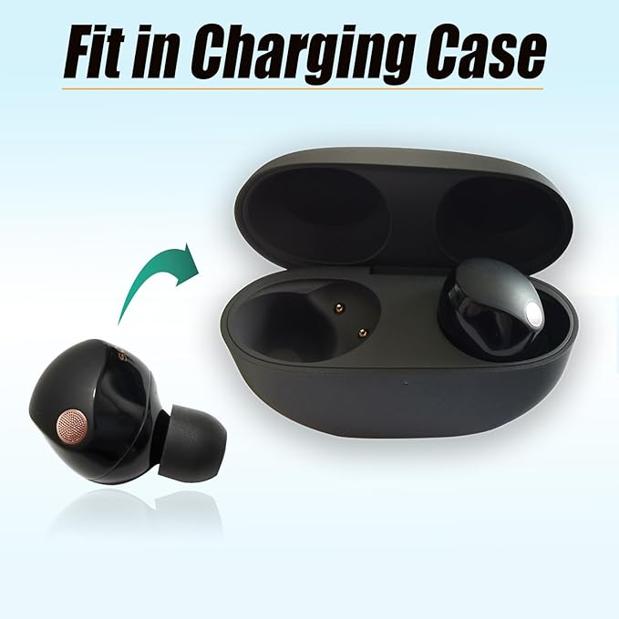 Memory Foam Ear Tips for Sony WF-1000XM5 Filter Screen Earbuds Tips for WF-1000XM5 WF-1000XM4 Earbuds Case, 3 Pairs Large Black