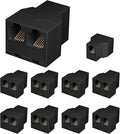 Uvital RJ12 6P6C 3 Female Telephone Line Splitters, Phone Jack Splitter, Telephone Landline Cable Connector and Separator(Black, 10 Pack)