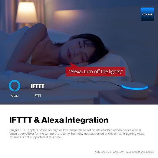 YoLink Indoor Hygrometer Thermometer, 2-Year Data Storage Export, Advanced Offline Storage, LoRa Tech, App Push, Email, SMS, Hub Included