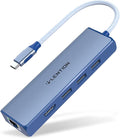 LENTION USB C Hub with Gigabit Ethernet Adapter, 4K HDMI, 3 USB 3.0 for 2023-2016 MacBook Pro 13/14/15/16, New Mac Air & Surface, Chromebook, More, Stable Driver Certified (CB-C25, Blue)