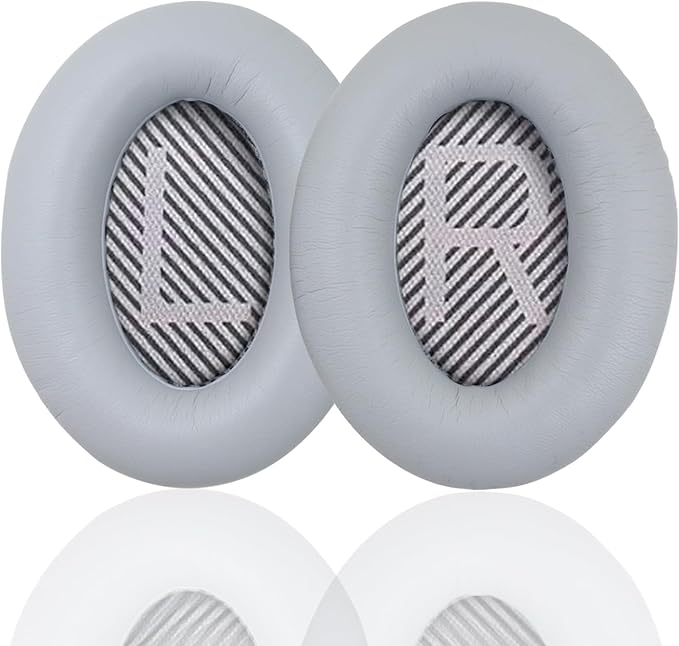 Ear Pads for Bose Quiet Comfort 35 Soft Protein Leather Replacement Earpads Ear Cushions Ear Pad for Bose QC 45/35 / 25/15 QC2 / Ae2 / Ae2i / Ae2W / Sound Link/Sound True (QC35-Gray&Gray)