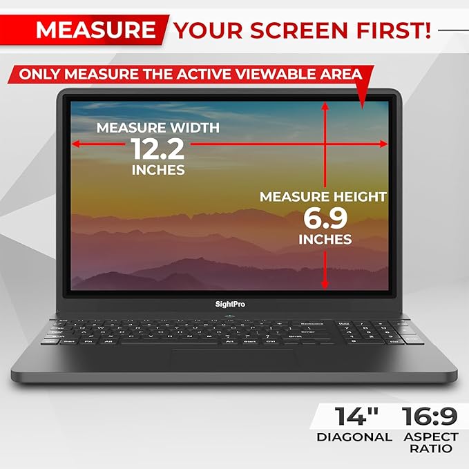Magnetic Laptop Privacy Screen 14 Inch 16:9 - Removable Computer Privacy Filter Shield and Protector