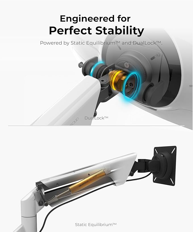 Heavy Duty Ultrawide Monitor Arm with RGB Lighting & USB Charging, Fits 34 to 49 inch Curved Screens, Supports 14 to 38 lbs, Adjustable Desk Mount, Gaming Setup, Black