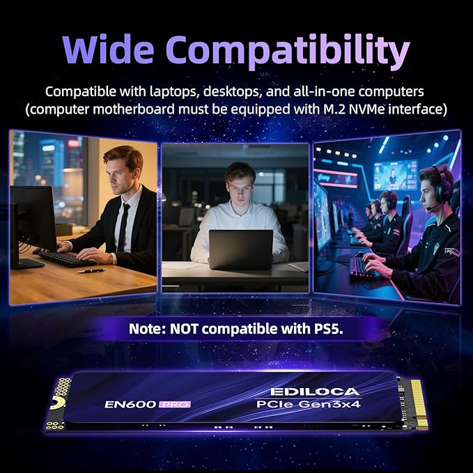 EN600 PRO SSD 256GB PCIe 3.0 Gen 3x4, NVMe M.2 2280, Up to 3200MB/s, Internal Solid State Drive, SLC Cache 3D NAND TLC, Graphene Cooling Sticker, Storage for PC, Desktop and Laptops