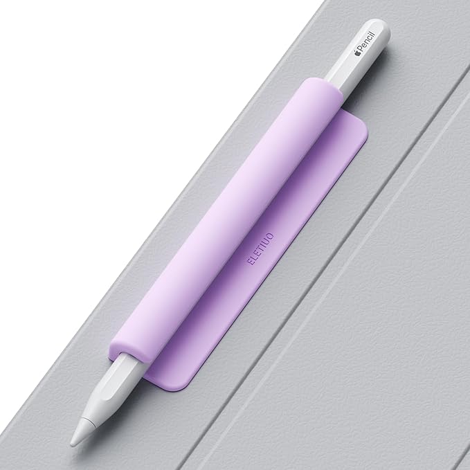 ELETIUO Silicone Pencil Holder Sleeve,Compatible with Apple Pencil (USB-C),Apple Pencil 1st/ 2nd Generation,Strong Adhesive Sticky Attached to iPad Case for Stylus Pens,Purple