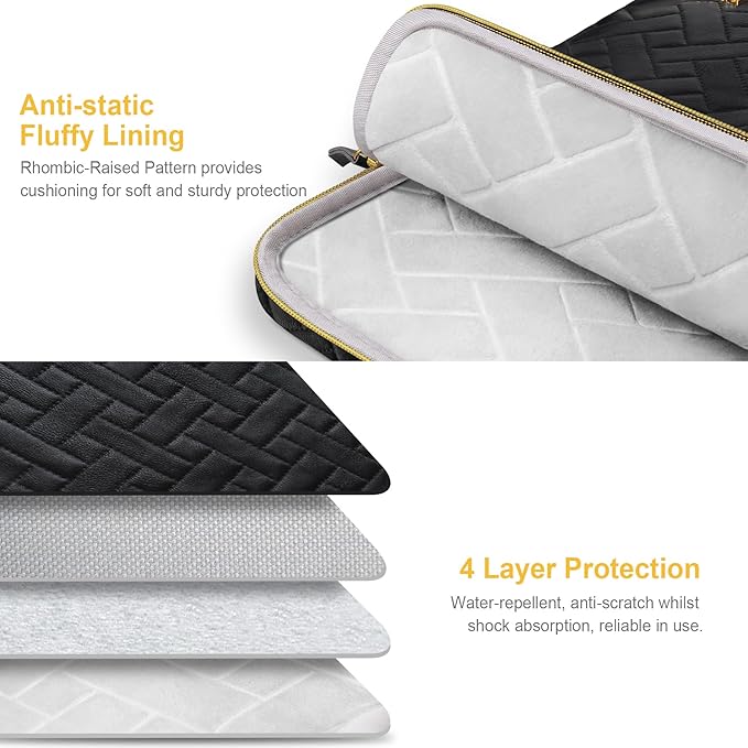 Lacdo Laptop Sleeve Case for 14 inch New MacBook Pro M4/M3/M2/M1 Chips Pro Max A3112 A3401 A3185 A2918 A2992 A2779 A2442 2024-2021, 13.8 inch Surface Laptop 7th Copilot+PC Computer Bag, Elegant Black