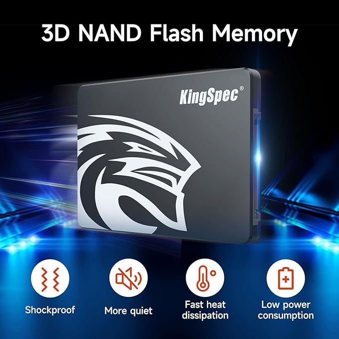 KingSpec 8TB 2.5 SSD SATA III Internal - 550MB/s Read, 520MB/s Write with 3D NAND Flash, for Laptop & Desktop PC Upgrade