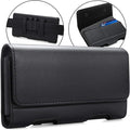 BECPLT for Galaxy S24 Ultra S23 Ultra 5G S22 Ultra 5G Holster Case, Leather iPhone 15 Pro Max Belt Clip Holster Pouch Carrying Sleeve with ID Card Holder for Galaxy A14 A12 A42 Note 20 Ultra (Black)