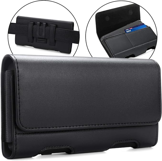 BECPLT for Samsung Galaxy S24+ S23+ S22+ 5G S23 FE 5G S21 FE 5G Holster Case, Galaxy S21+ 5G Leather Pouch Holster Case with Belt Clip Loops for Samsung Galaxy S20+ 5G S20 Plus S10 Plus S9 Plus -Black