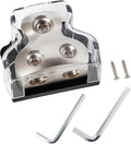 NuIth 2 Way Zine-Alloy Power Distribution Block, 0/2/4 Gauge in 4/8 Gauge Out Auto Car Audio Distribution Connecting Block, 2 Way Ground Distribution Block for Audio Amplifier Splitter, 1PC