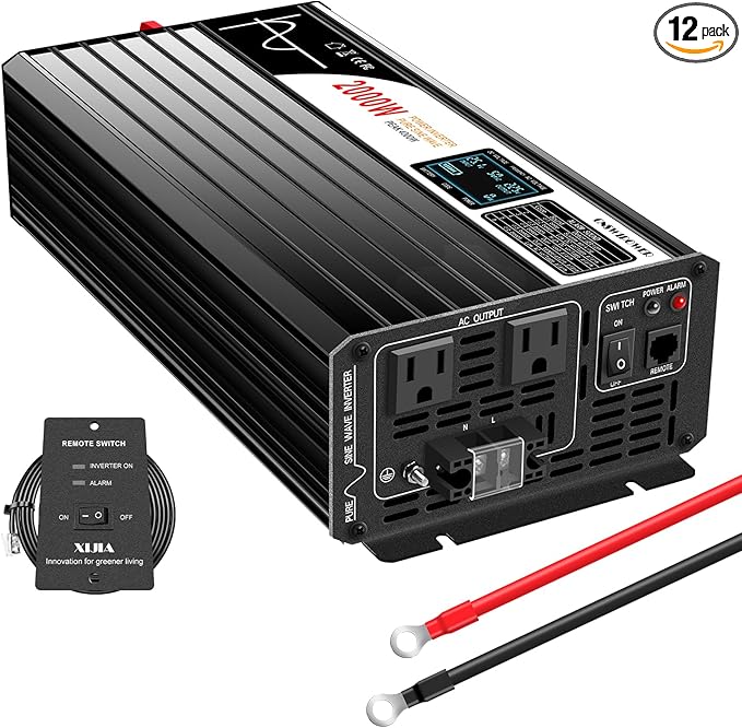 Xijia 2000W Pure Sine Wave Inverter DC 36v Inverter to 120v ac 60HZ Solar Converter for Home Use car (DC36V (Range 30V-45V) 2000W)