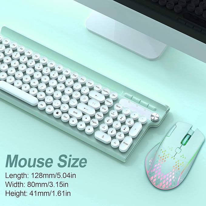VEGCOO Wireless Gaming Mouse, C30 Silent Click Wireless Rechargeable Gaming Mouse with Double-Click Key and Colorful LED Lights, 3 Level Adjustable DPI for Gaming and Working (Blue)