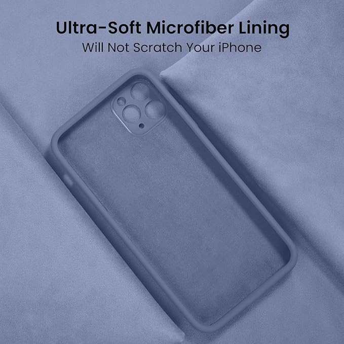 FireNova Designed for iPhone 13 Pro Case, Silicone Upgraded [Camera Protection] Phone Case with [2 Screen Protectors], Soft Anti-Scratch Microfiber Lining Inside, 6.1 inch, Lavender Gray