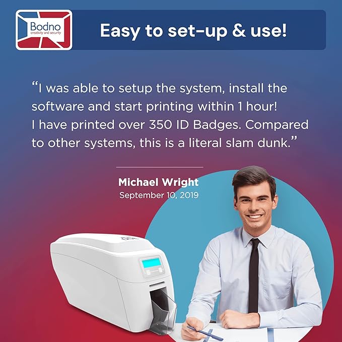 Bodno Magicard 300 Dual Sided ID Card Printer & Complete Supplies Package ID Software - Bronze Edition