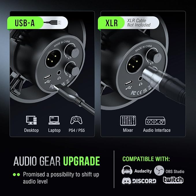 FIFINE K688 Podcast Microphone Kit, USB/XLR Dynamic Microphone with Boom Arm for PC/XLR Mixer, Gaming Mic with Mute Button, Headphone Jack for Vocal, Voice-Over, Streaming, Music Recording -K688CT