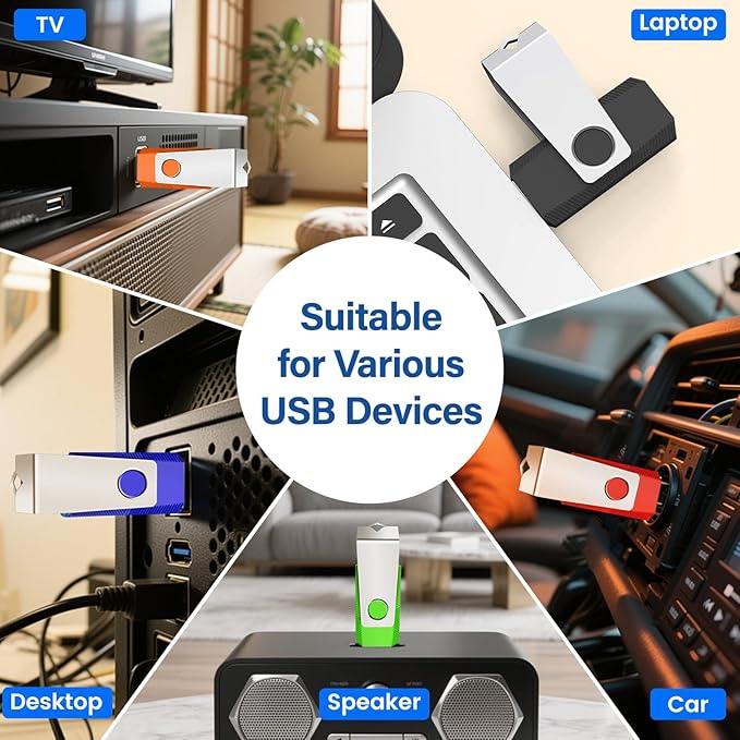16GB Flash Drive, Thumb Drive USB 2.0 Memory Stick with Lanyards Swivel USB Stick for Portable Data Storage and Backup