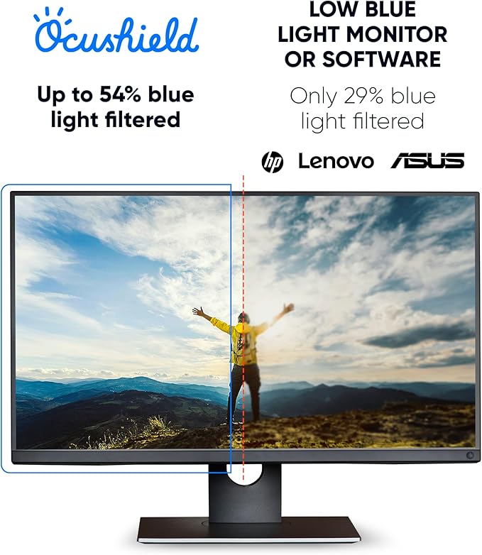 Ocushield 27” (16:9) Anti Blue Light Screen Protector with Privacy Filter for Laptops and Computer Monitors - Anti-Glare - Easy Install - Anti-Fingerprint - Reduce Eye Fatigue (598 x 337 mm)