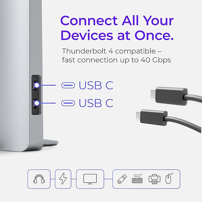 Dock for 13" 15" 16" MacBook Pro - Docking Station - Connect w/Two Thunderbolt 4 USB-C Ports - Mac Docking Station Hub for MacBook Pro 13, 15, 16 (2016-2020, 13" M1 & M2 2022) with Touch Bar
