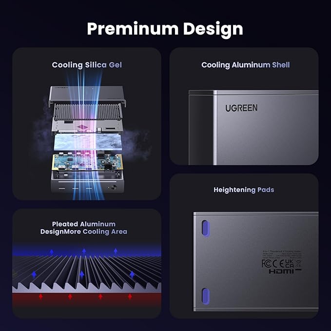 UGREEN Revodok Max 208 Thunderbolt 4 Dock 8-in-1 40Gbps TB4 Hub 3 x TB 4 Dual 4K@60Hz or Single 8K Display, 85W Charging, Gigabit Ethernet, 3 x USB A 3.2 for Mac M1/M2/M3/M4 Pro/Max