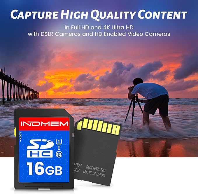 INDMEM SD Card 16GB, 8 Packs Class 10 16GB Flash Memory Card MLC Standard Secure Digital Cards Camera Card