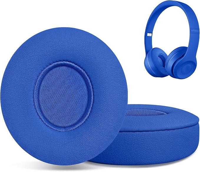 Replacement Ear Pads for Beats Solo 2 & Solo 3 Wireless On-Ear Headphones, Ear Cushions, Headset Earpads, Ear Cups Cover with Soft Protein Leather (Blue)